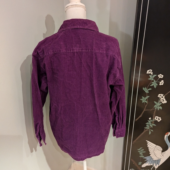 90s/Y2K Faded Glory Womens Medium Corduroy Dark Purple Zip Shirt Jacket Shacket - Picture 4 of 8